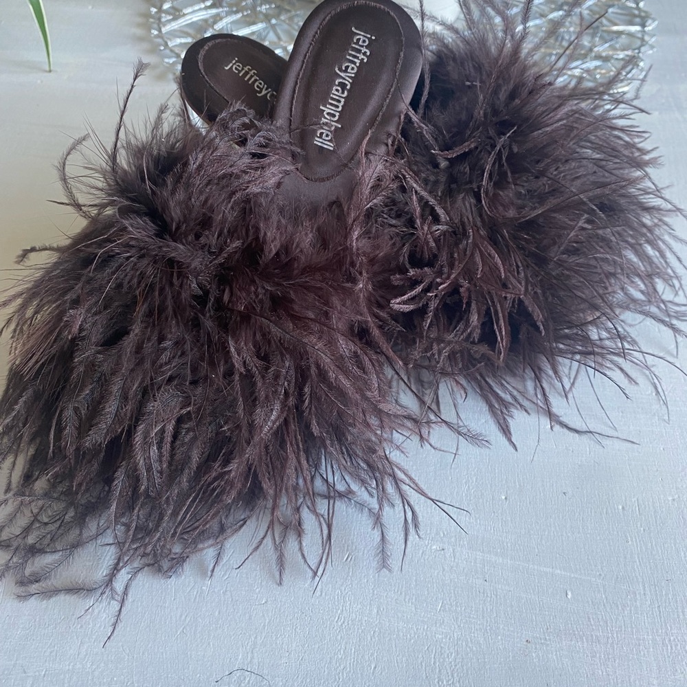 New BHLDN x Jeffrey Campbell Daisy Feather  Boa Heels size 7.5 - Picture 7 of 11